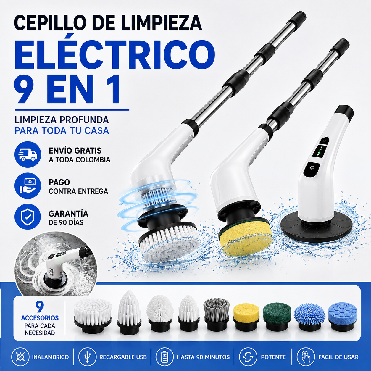 Cepillo de Limpieza Eléctrico Inalámbrico — Limpia Sin Esfuerzo en Minutos