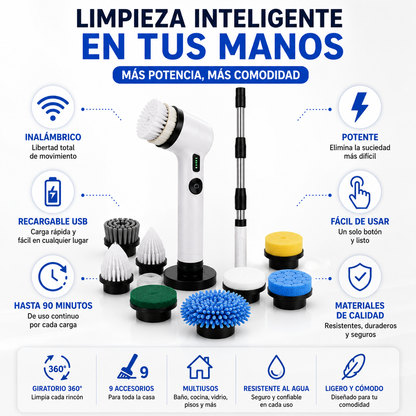 Cepillo de Limpieza Eléctrico Inalámbrico — Limpia Sin Esfuerzo en Minutos