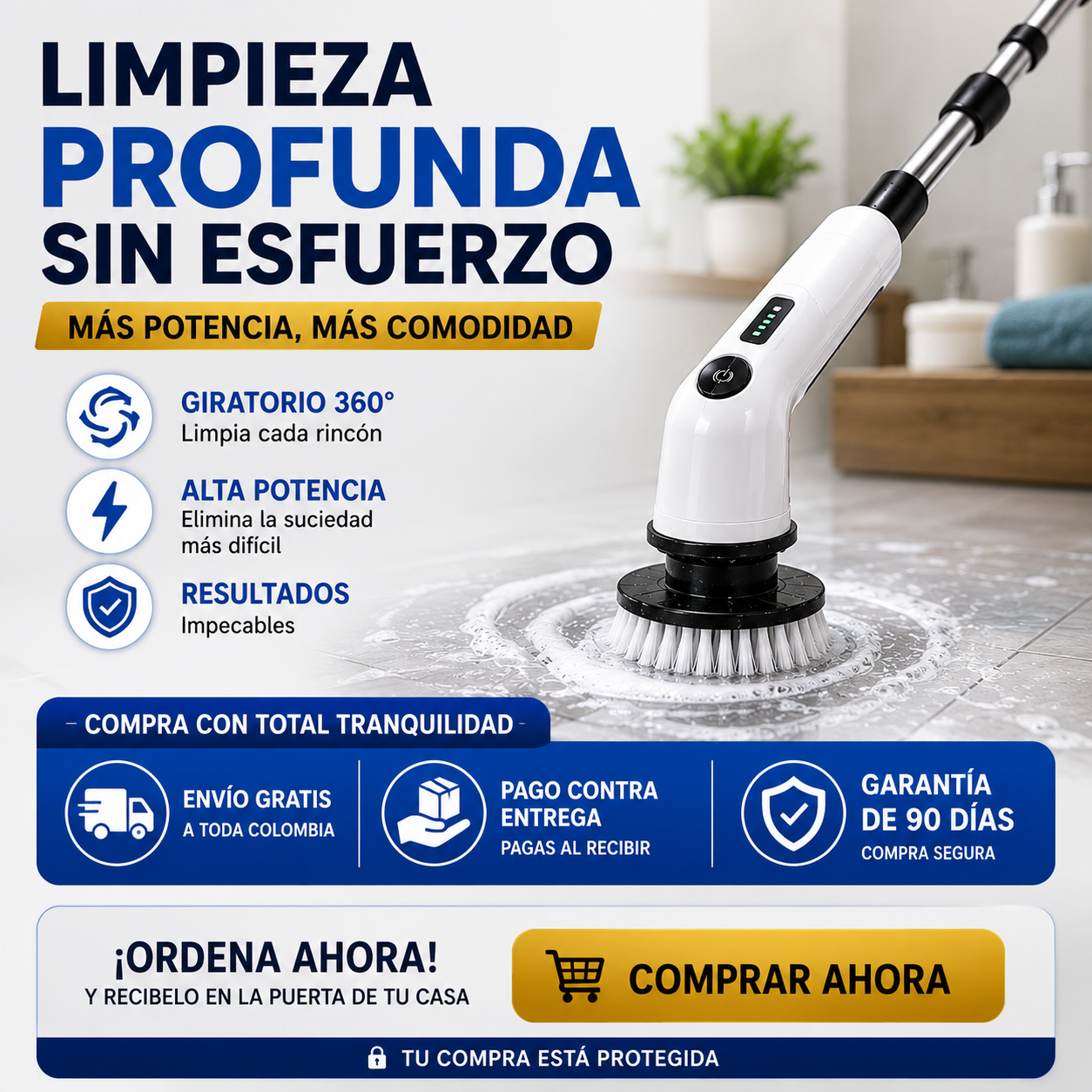 Cepillo de Limpieza Eléctrico Inalámbrico — Limpia Sin Esfuerzo en Minutos